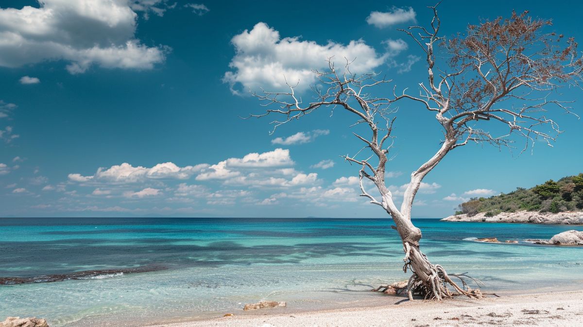 Vista panoramica di Pema e Thate Ksamil con dettagli naturali e colori vivaci