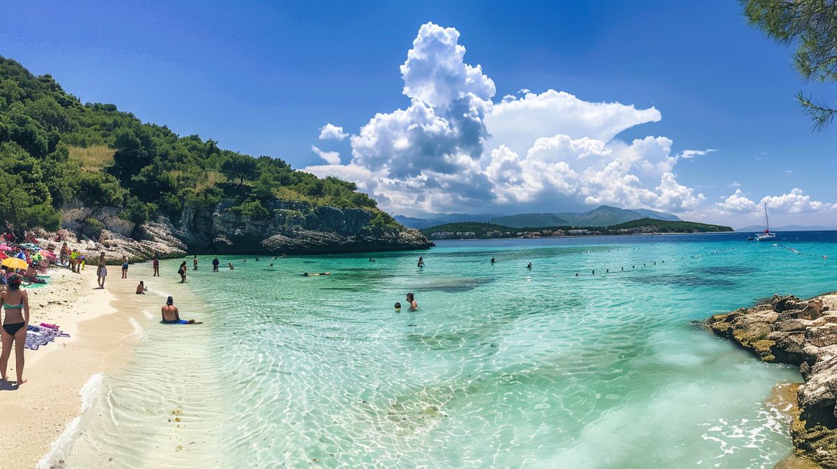 Spiaggia tranquilla a Ksamil con vista sulle isole, ideale per chi cerca cosa fare a Ksamil