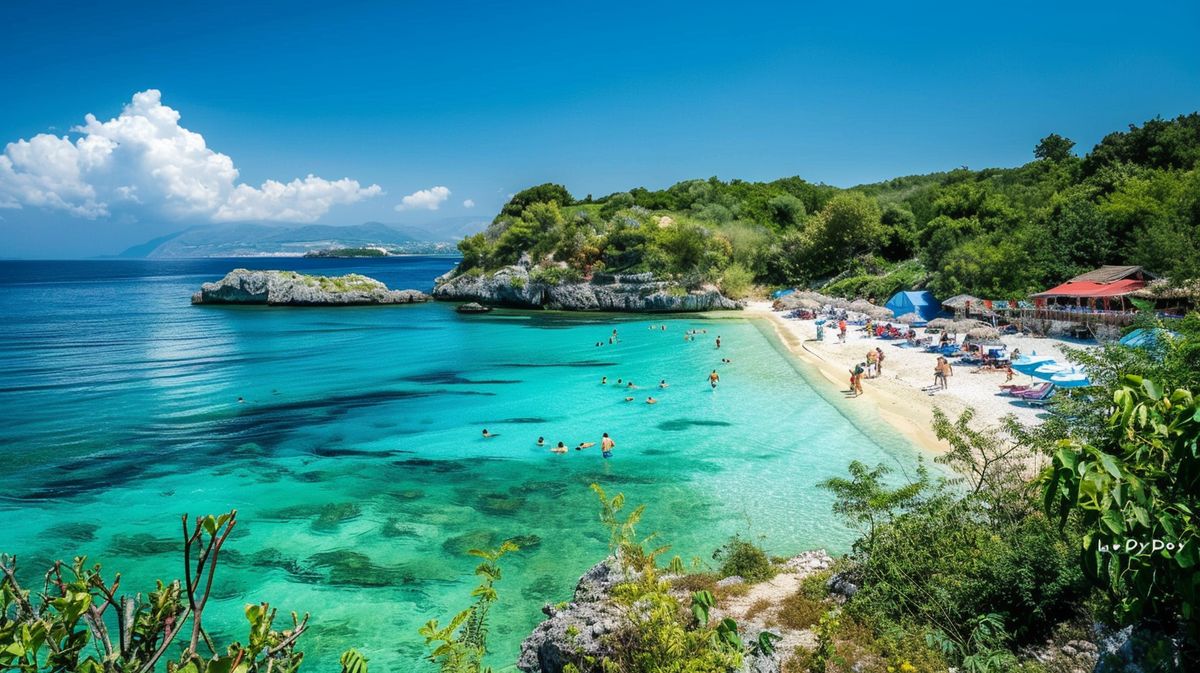 Spiaggia idilliaca a Ksamil con vista sul mare cristallino, perfetta per viaggiatori in cerca dei migliori Ksamil consigli