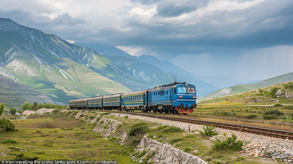 Treno in viaggio da Tirana a Ksamil attraverso il paesaggio pittoresco dell'Albania