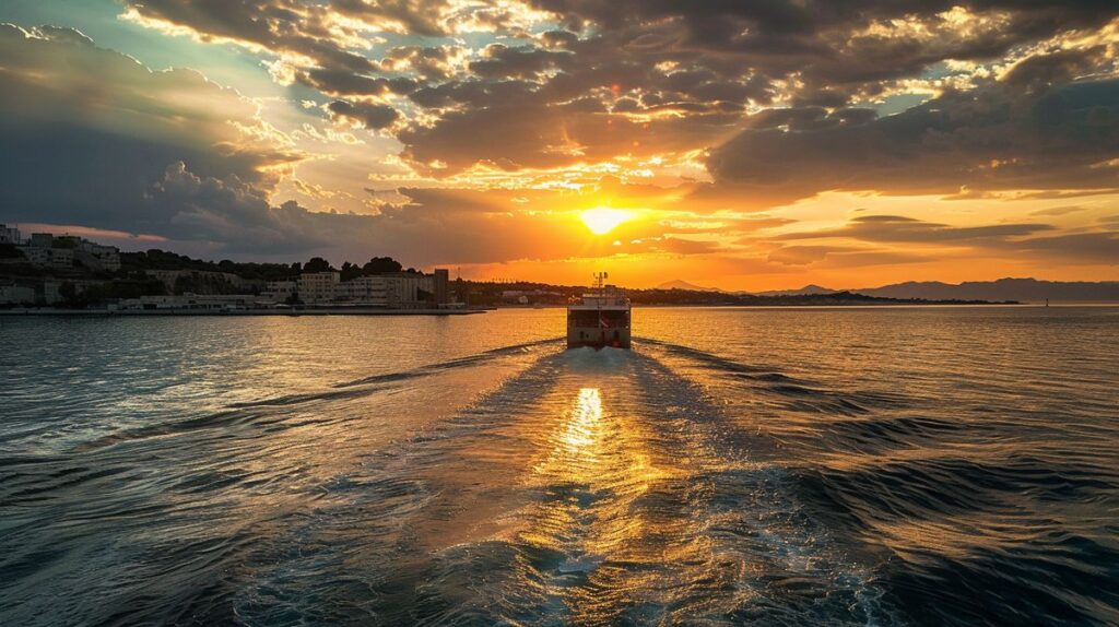 Traghetto Bari Ksamil naviga nel mare cristallino con vista panoramica